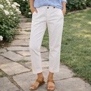 Brooks Brothers 346 Natalie Fit White Cotton Ankle Pants Size 10 Coastal Preppy